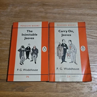 Set Of 2 P G Wodehouse Carry On Jeeves Inimitable 1957-63 PB Penguin Books D - Image 1 of 4