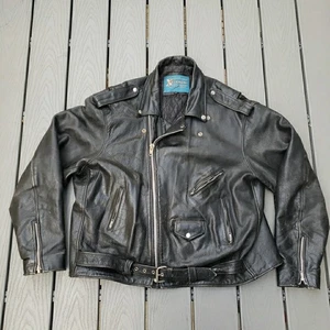 Chaqueta de motociclista de cuero vintage X Element negra para hombre 3XL talla 58 hebilla envejecida  - Imagen 1 de 12
