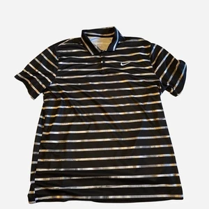 Nike Dri-FIT Striped Polo Shirt – Size XLBlack with white/grey stripe pattern - Picture 1 of 8