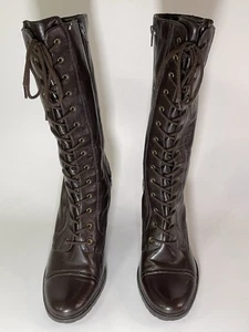 Naturalizer braune Damenstiefel 9,5 M Schnürung Reißverschluss Kunstleder 3-3/4" Blockabsatz - Bild 1 von 23