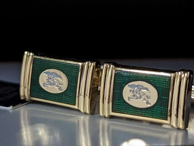 Burberry Authentic Cufflinks Cuff's Button Rectangle Gold x Green Color Men's - Image 1 of 4