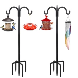 Adjustable Double Shepherds Hook for Outdoor with 5 Prong Base 76 Inch Heavy ... - Picture 1 of 6