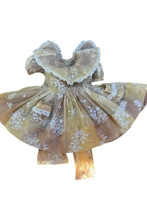 Vestido de fiesta vintage de los años 50 flocado floral para niños pequeños tafetán sin cordones 18 meses Foto 1 de 4