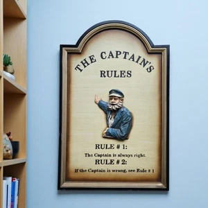 Captains Rule 3D Plaque Sign Pub Bar Nautical Boat Vintage Y2K Coastal 26 x 17 - Picture 1 of 17