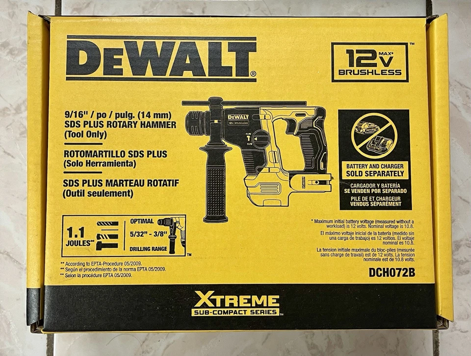 DeWALT DCH072B 12V Brushless Cordless 9/16-in SDS PLUS Rotary Hammer (Tool-Only) - Image 1 of 4