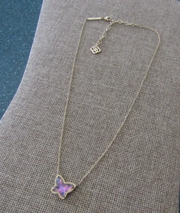 Kendra Scott Lillia Butterfly Dichroic Glass Pendant Necklace Gold plated - Picture 1 of 4
