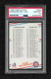 Fleer Glossy 1988 #658 lista de verificación 391-483 PSA 10 gemas como nuevo Pop 4 - Imagen 1 de 1