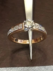 Pave 0,95 cts tondo Princess taglio Anello Diamanti naturale in 585 bene 14K oro - Foto 1 di 10