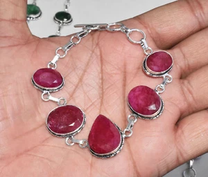Ruby Gemstone Handmade Bracelet Jewelry for Gift FP-52 - Picture 1 of 3