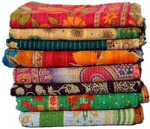 INDIAN VINTAGE WHOLESALE LOT KANTHA BLANKET THROW QUILT HIPPY BOHEMIAN PATCHWORK - Picture 1 of 17