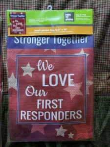 NIP We Love Our First Responders Garden Flag Revesible 100% Nylon - Picture 1 of 6