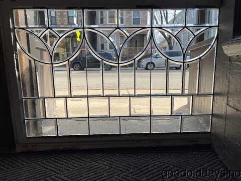 Pair of big Beautiful Antique Beveled Glass Window Circa 1910 Bevel 44" x 31" Cover