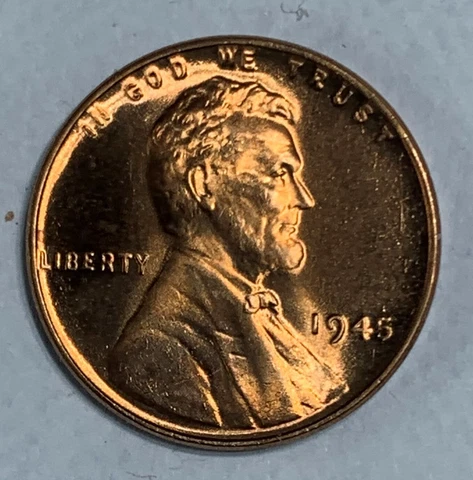 (BU Gem) 1945 Lincoln Wheat Penny Cent  Ch Superb Looking Coin Cover