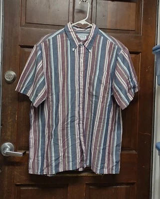Arrow Sport Multicolor Striped Button Down Short Sleeve Shirt Men's Size XL - Image 1 of 4
