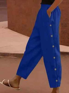 Lightweight Womens Pull-on Tapered Ankle Crop Palazzo Pants Sz L Royal blue NIB - Picture 1 of 1