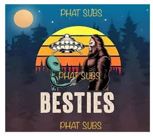 20oz Sublimation Tumbler Wrap Besties Alien & Big Foot Ready To Press Transfer - Picture 1 of 1