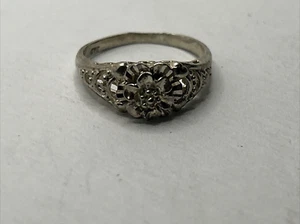 Vintage 925 Sterling Silver Ring Fashion Style Rose Flower Ring Size 7 - Picture 1 of 5