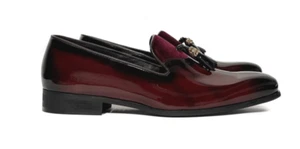 Mocasines Moretti "Dallas" de charol borgoña sin cordones para hombre M31989 - Imagen 1 de 2