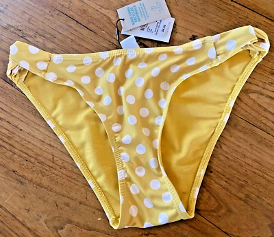 Parte inferior de bikini clásica forrada a lunares amarilla y blanca para mujer talla 4 nueva con etiquetas Foto 1 de 4