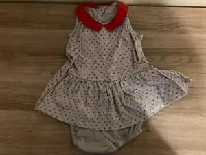 babyGap Kleid 0-3 Monate passende Unterhose grau und rot Sternenmuster Baumwolle - Bild 1 von 3