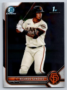 Primera tarjeta de béisbol 2022 Bowman cromada BCP-60 Ricardo Genoves San Francisco Giants - Imagen 1 de 2