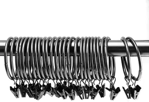 100 PCS 2 Inch Black Curtain Rings with Clips, Strong Clip on Curtain Rings Drap - Picture 1 of 12