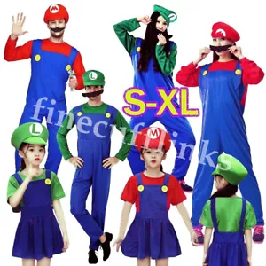 Navidad Adultos Niños Super Mario Luigi Bros. Disfraz Cosplay Outfit Disfraz - Imagen 1 de 12