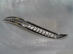 Estate Simple but Classy Monet Signed Long Silvertone Swirl w Etched Center Pin - Picture 1 of 3