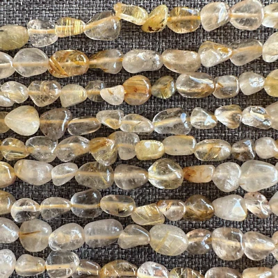 Natürliche Goldene Rutilquarz Nugget Perlen am Strang - Perlengröße 6mm - 8mm - Bild 1 von 2