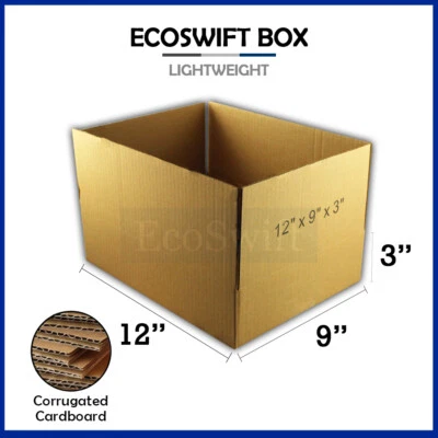 1-Box 12x9x3 EcoSwift Cardboard Packing Moving Shipping Box Corrugated Carton - Image 1 of 4