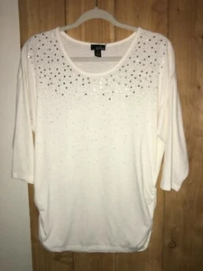 Top donna Erika bianco con paillettes argento taglia M nuovo - Foto 1 di 2