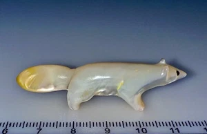 Early Native Zuni Gold Lipped MOP Shell Fox Fetish By David Tsikewa (d.) - Picture 1 of 9