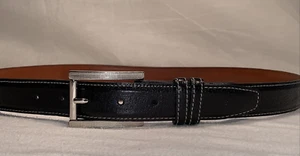 Lai Leather Belt Men's 36 Luxuriously Made In The USA Solid Brass Silver Buckle - Picture 1 of 24