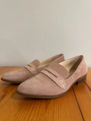 Sole Society Women's Jessica Taupe Beige Suede Leather Penny Loafers 8.5M Flats - Image 1 of 4