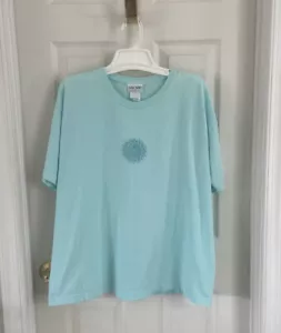 WOMEN'S MINT GREEN COTTON SHORT SLEEVE T-SHIRT -BY COTTON STUDIO -- SIZE : LARGE - Picture 1 of 3