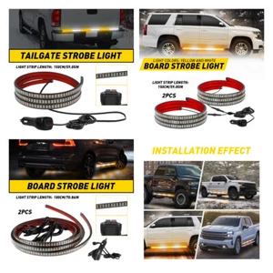 60/70in Emergency Truck Tailgate Strobe Strip Lights Tail Light Bar Amber White - Picture 1 of 32