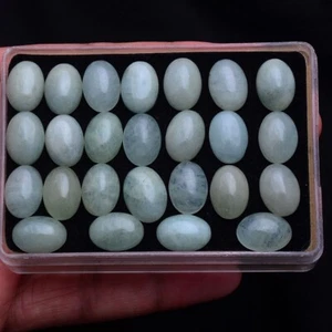 25 Pcs Natural Aquamarine Beryl 14mm*10mm Untreated Cabochon Loose Gemstones Lot - Picture 1 of 12