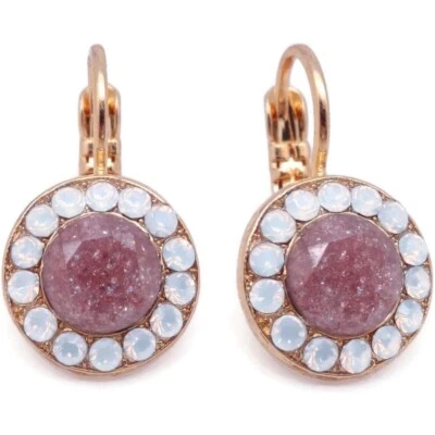 Pendientes Mariana Púrpura Lluvia Oro Púrpura Brillante y Blanco Círculo Mosaico 1062 Nuevos con Etiquetas Foto 1 de 3