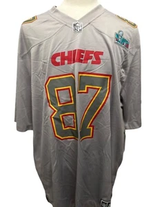 Men's Kansas City Chiefs Travis Kelce Nike Gray Super Bowl LVII Patch Jersey 2XL - Picture 1 of 2
