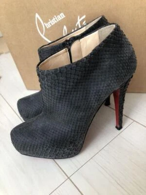 Christian Louboutin NUBUCK Botines Cortos Botín 36.5 Gris Auténtico Mujer Foto 1 de 4