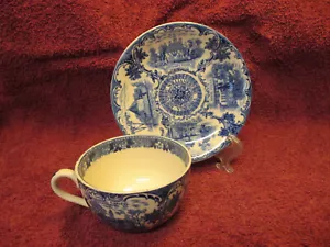 Old English Staffordshire Ware Jonroth England blau Tee Kaffeetasse und Untertasse - Bild 1 von 19