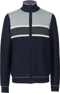 Marks & Spencer Men Cotton Rich Striped Zip Through Cardigan, Size S ,RRP £39.50 - Picture 1 of 9