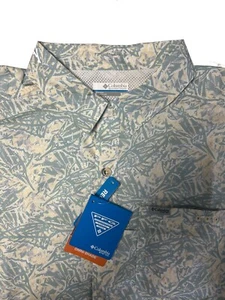 Columbia Men's Shirt Omni-Wick Super Slack Tide Camp All Over Printed S/S - Picture 1 of 21