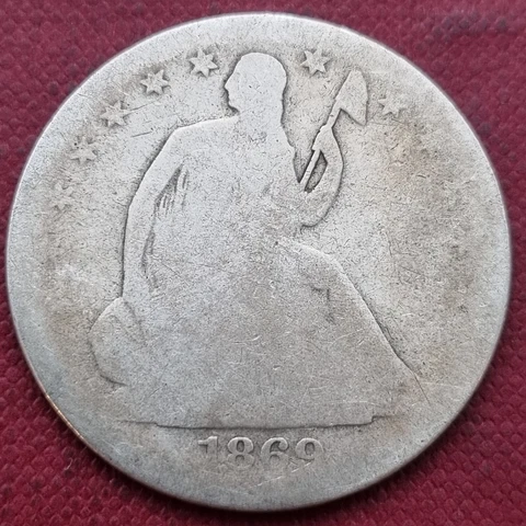 1869 S Seated Liberty Half Dollar 50c Circulated #60198 Cover