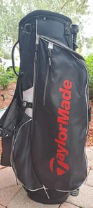 Golf Stand Bag TAYLORMADE 4 Div Black Red White Shoulder Strap Rain Cover All Zi - Picture 1 of 9