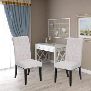Home Beyond Toulouse Beige Cushion Accent Dining Chair (Set of 2) - Picture 1 of 9