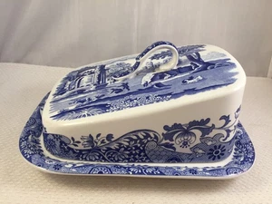 Spode Blue italienische Käseschale mit Deckel, Teller und Deckel, von 1990 - Bild 1 von 8