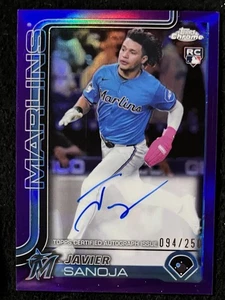 Topps Chrome 2025 - Javier Sanoja - Auto RC Blue Refractor/150 Marlins Rookie - Imagen 1 de 2
