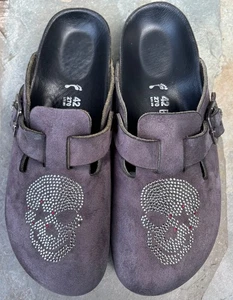Birkenstock BOSTON (42/11)Clogs Slides Crystal Skull Charcoal Gray Rockstar Baby - Picture 1 of 20