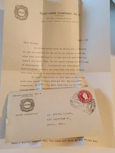 Vintage 1930 Devon Hose Company Nummer 4 Tickets für den Jahresball Devon Ct. - Bild 1 von 6